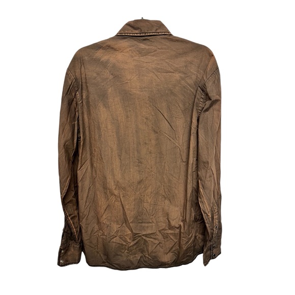 2/$20   Rodeo Men's Brown Embroidered Plaid Button-Up Shirt - Picture 5 of 7